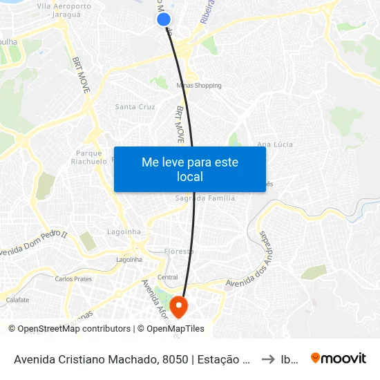 Avenida Cristiano Machado, 8050 | Estação Primeiro De Maio to Ibmec map