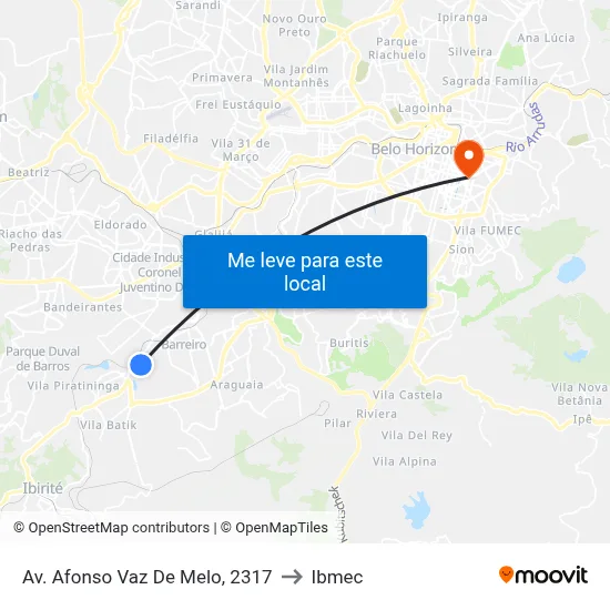Av. Afonso Vaz De Melo, 2317 to Ibmec map