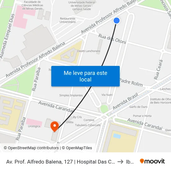 Av. Prof. Alfredo Balena, 127 | Hospital Das Clínicas Ufmg 3 to Ibmec map