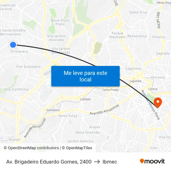 Av. Brigadeiro Eduardo Gomes, 2400 to Ibmec map