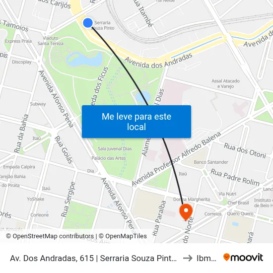 Av. Dos Andradas, 615 | Serraria Souza Pinto 2 to Ibmec map