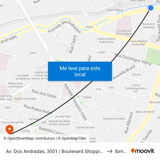 Av. Dos Andradas, 3001 | Boulevard Shopping to Ibmec map