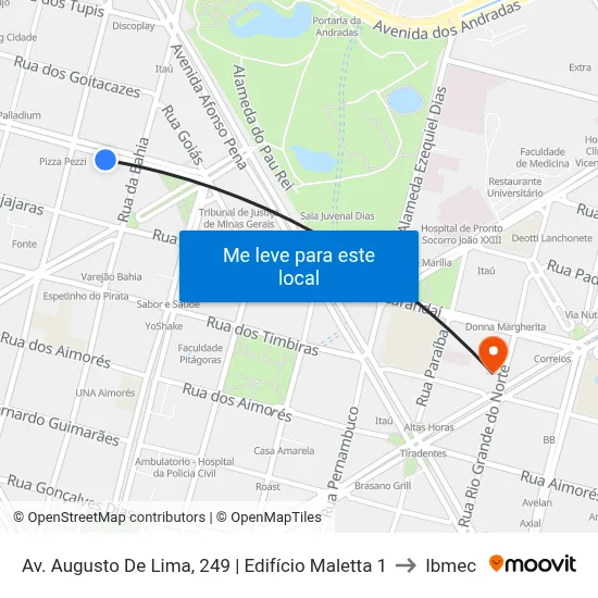 Av. Augusto De Lima, 249 | Edifício Maletta 1 to Ibmec map
