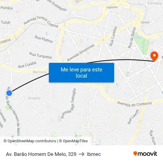 Av. Barão Homem De Melo, 329 to Ibmec map