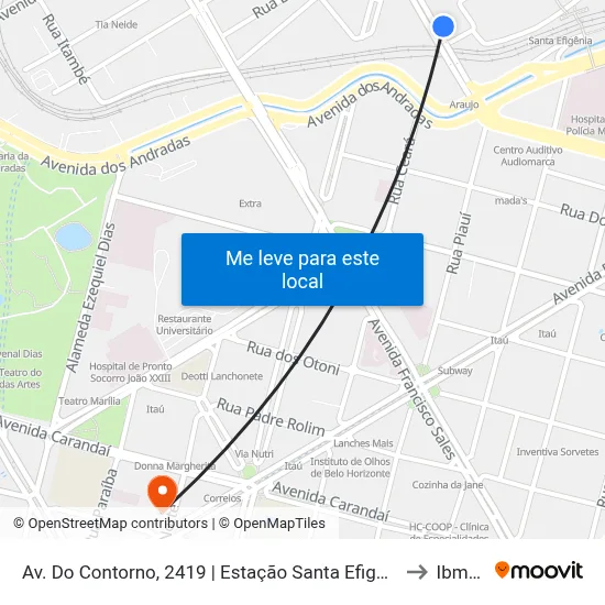 Av. Do Contorno, 2419 | Estação Santa Efigênia to Ibmec map