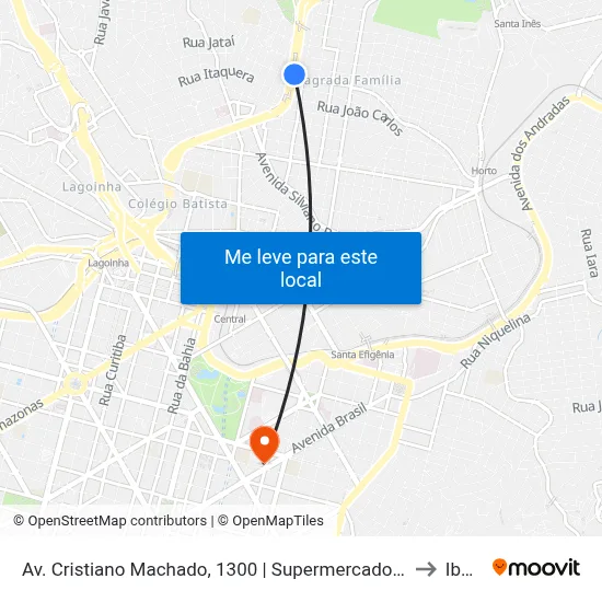 Av. Cristiano Machado, 1300 | Supermercado Portas E Janelas to Ibmec map