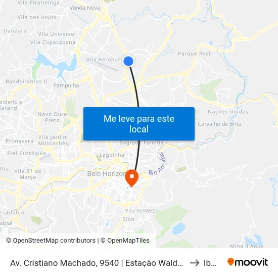 Av. Cristiano Machado, 9540 | Estação Waldomiro Lobo to Ibmec map