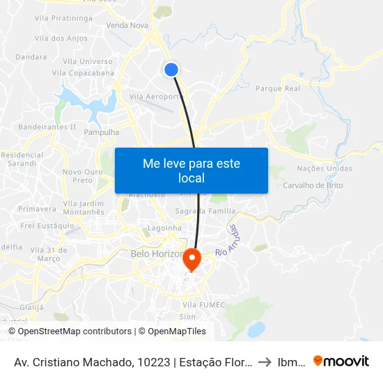 Av. Cristiano Machado, 10223 | Estação Floramar to Ibmec map