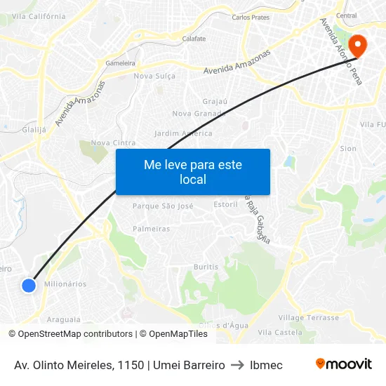 Av. Olinto Meireles, 1150 | Umei Barreiro to Ibmec map