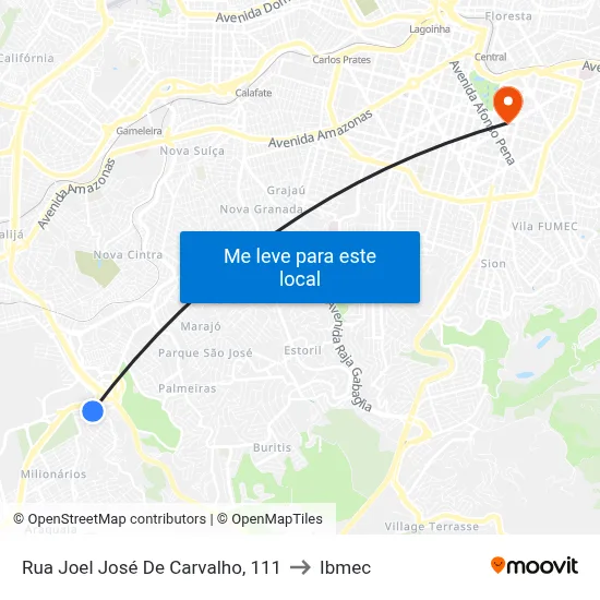 Rua Joel José De Carvalho, 111 to Ibmec map