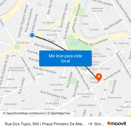 Rua Dos Tupis, 560 | Praça Primeiro De Maio 2 to Ibmec map