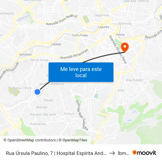 Rua Úrsula Paulino, 7 | Hospital Espírita André Luiz to Ibmec map