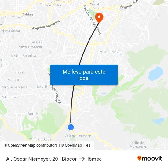 Al. Oscar Niemeyer, 20 | Biocor to Ibmec map