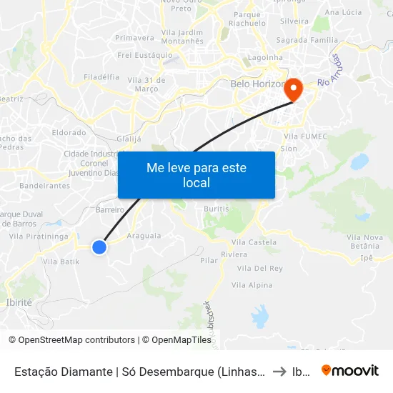 Estação Diamante | Só Desembarque (Linhas Encerrando Viagem) to Ibmec map