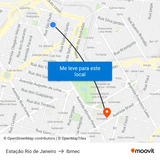 Estação Rio de Janeiro to Ibmec map