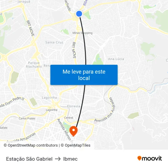 Estação São Gabriel to Ibmec map