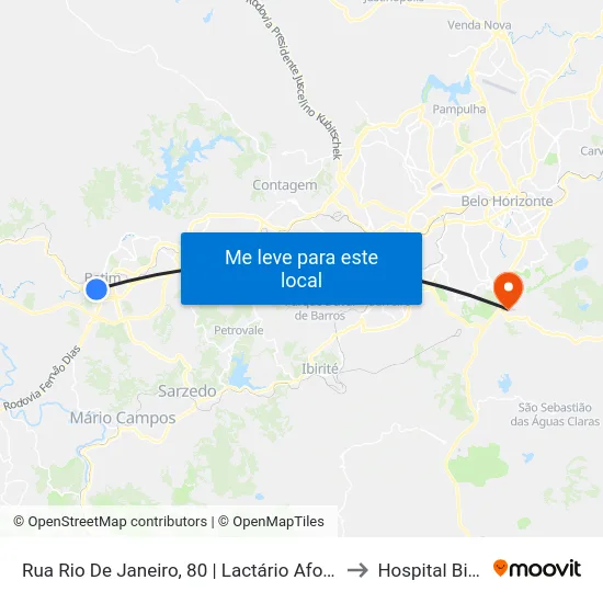 Rua Rio De Janeiro, 80 | Lactário Afonso Pena to Hospital Biocor map