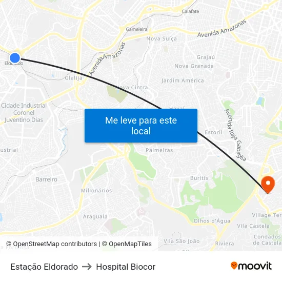 Estação Eldorado to Hospital Biocor map