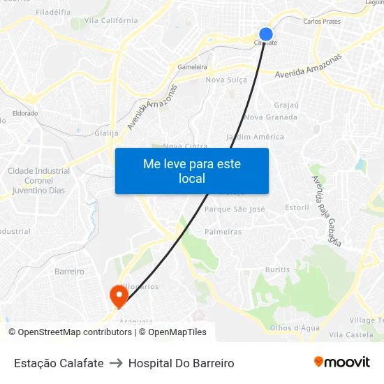 Estação Calafate to Hospital Do Barreiro map