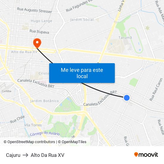 Cajuru to Alto Da Rua XV map