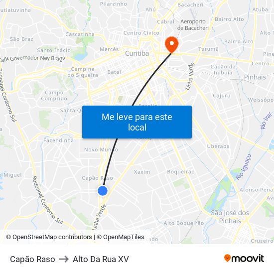 Capão Raso to Alto Da Rua XV map