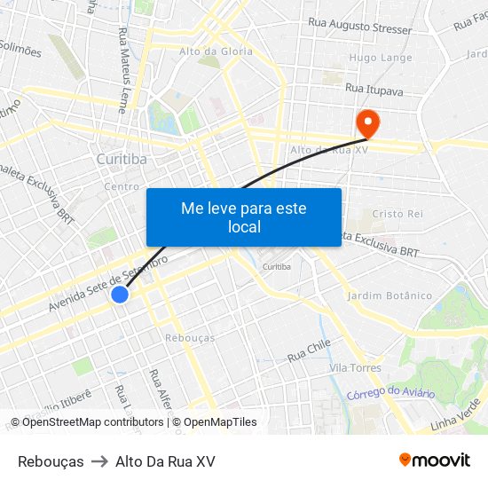 Rebouças to Alto Da Rua XV map