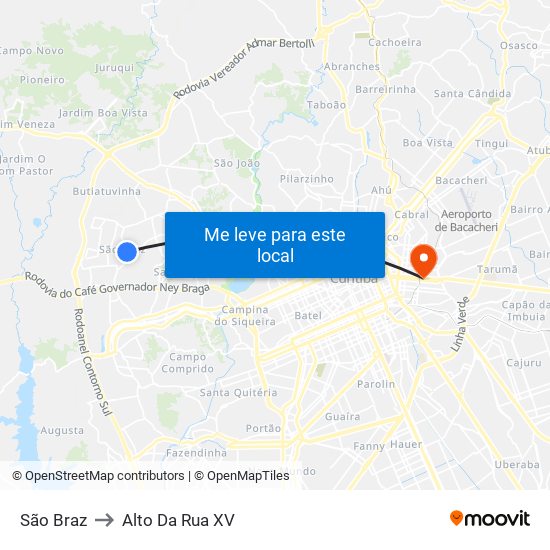 São Braz to Alto Da Rua XV map