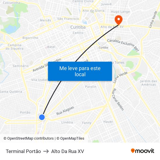 Terminal Portão to Alto Da Rua XV map