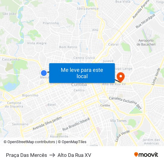 Praça Das Mercês to Alto Da Rua XV map