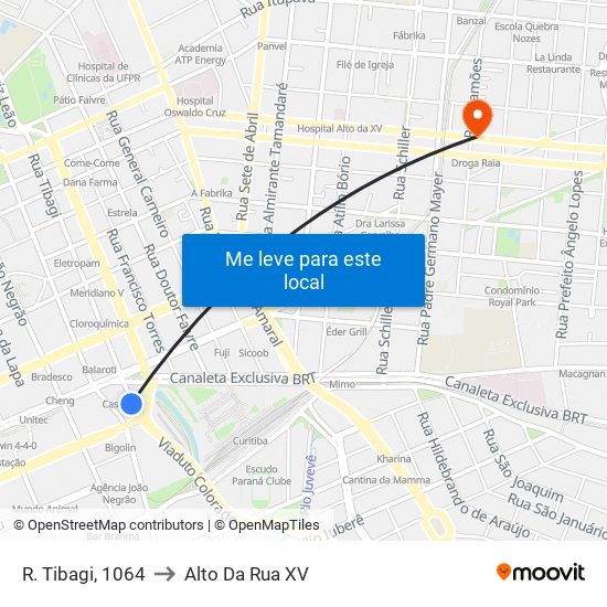 R. Tibagi, 1064 to Alto Da Rua XV map