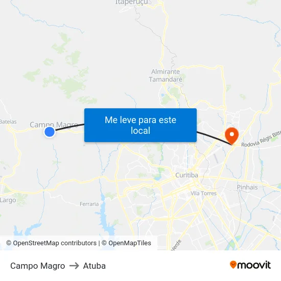 Campo Magro to Atuba map