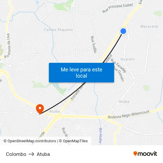 Colombo to Atuba map