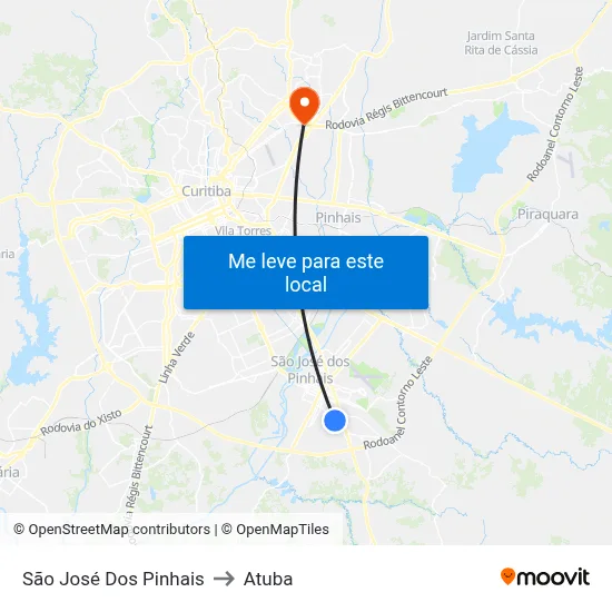 São José Dos Pinhais to Atuba map