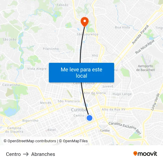 Centro to Abranches map