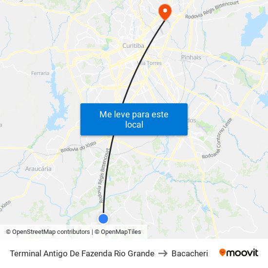 Terminal Antigo De Fazenda Rio Grande to Bacacheri map