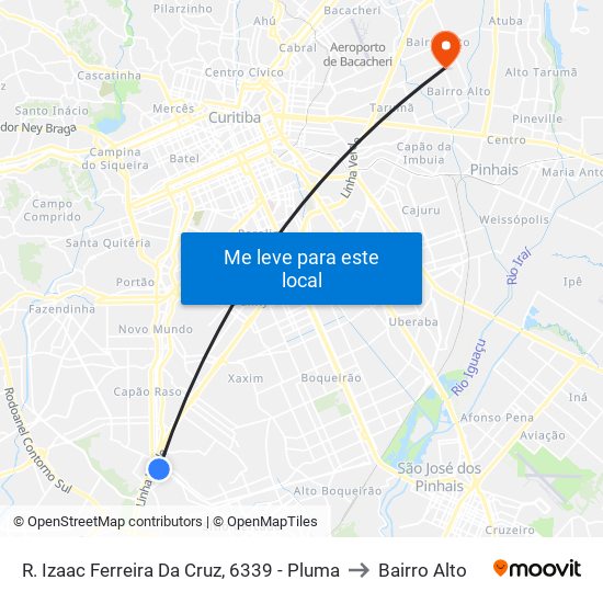 R. Izaac Ferreira Da Cruz, 6339 - Pluma to Bairro Alto map