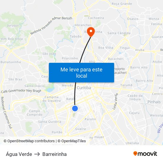 Água Verde to Barreirinha map