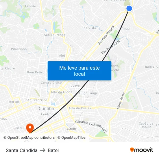 Santa Cândida to Batel map
