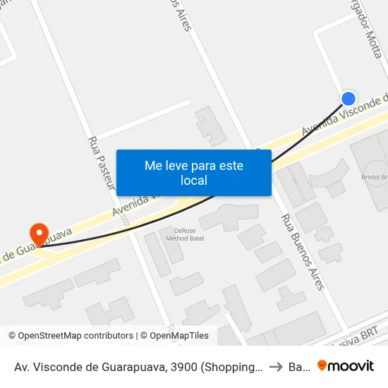 Av. Visconde de Guarapuava, 3900 (Shopping Curitiba) to Batel map