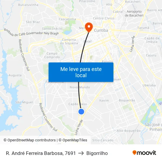 R. André Ferreira Barbosa, 7691 to Bigorrilho map