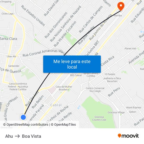 Ahu to Boa Vista map