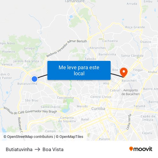 Butiatuvinha to Boa Vista map