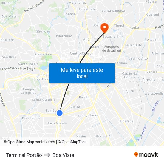 Terminal Portão to Boa Vista map