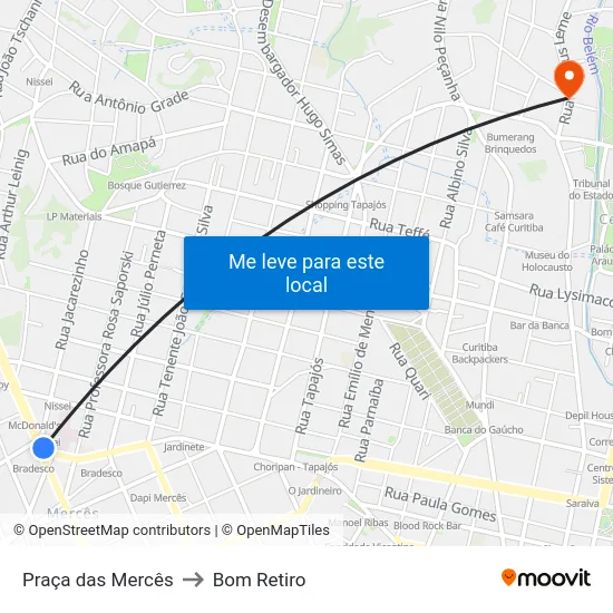 Praça das Mercês to Bom Retiro map