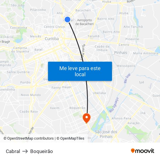 Cabral to Boqueirão map