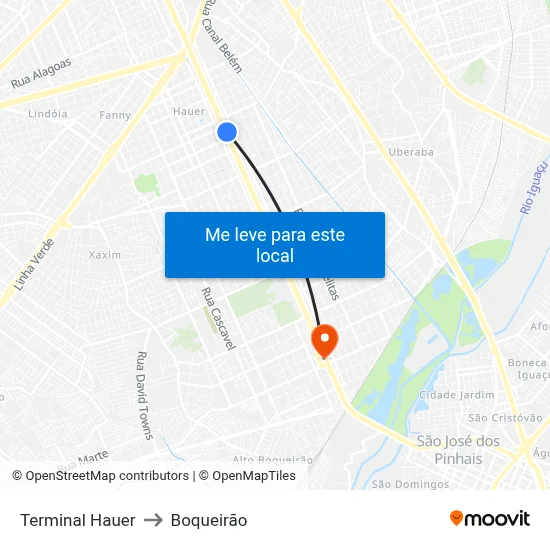 Terminal Hauer to Boqueirão map