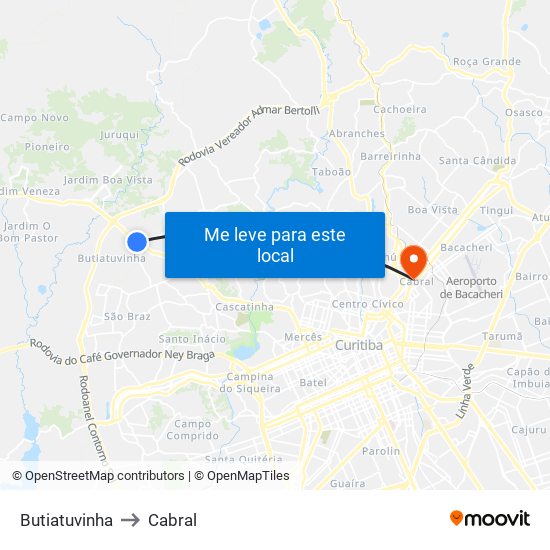 Butiatuvinha to Cabral map