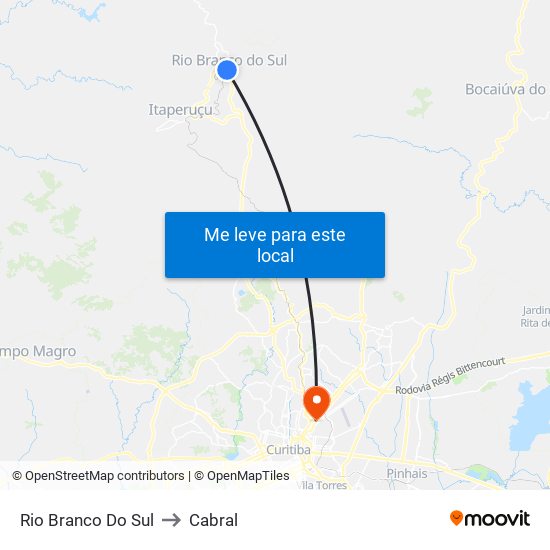 Rio Branco Do Sul to Cabral map