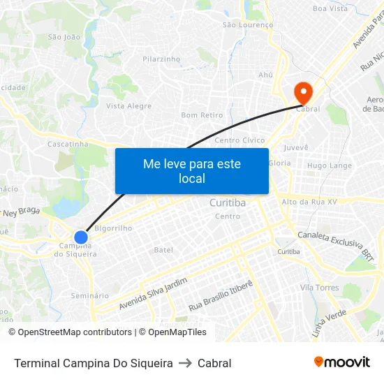Terminal Campina Do Siqueira to Cabral map