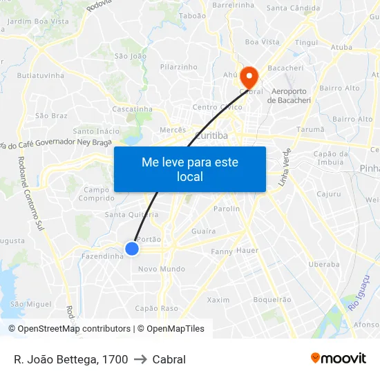 R. João Bettega, 1700 to Cabral map